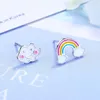 Stud Küpeler Gerçek saf 925 STERLING Gümüş Küpe Kadınlar için Sevimli Korece ve Japon kulak deldi Rainbow Kids Girl