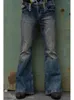 Jeans da uomo Punk Stlye Uomo svasato Baggy Bootcut Gamba Distressed Patchwork Denim Pantaloni Designer Pantaloni a campana Autunno Inverno