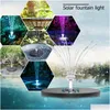 Decorações de jardim Flutuante Fonte Solar Bomba 6 Estilos de Água Painel Alimentado Luzes LED Banho de Pássaros Jardim Piscina Lagoa Decoração Dro Dhzvt