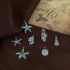 Encantos 10 peças vintage pátina bronze antigo estrela azul concha pingentes de metal faça você mesmo pulseiras colar feminino joias de festa descobertas