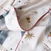 Damska odzież sutowa Fitshinling moda piżamy zestawy odzieży domowej miękki druk wolny od długich rękawów i spodnie 2 -częściowy zestaw z zestawu 2024