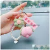 Keychains Lanyards Keychains Lanyards Creative Flaided Stberry Peach Persimmon Flowers Pendant Women Bag Accessory Drop Delivery Fa Dhujy