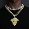 Pendant Necklaces Sparking Shape With Classic Cuban Link Chain Trendy Accessories Stylish Jewelry Men Women Gift