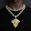 Pendant Necklaces Sparking Shape with Classic Cuban Link Chain Trendy Accessories Stylish Jewelry Men Women Gift