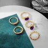 Cluster Ringe Iparam Vintage Lila Kristall Für Frauen Gold Farbe Metall Set Schlange Modeschmuck Weibliche Designer Minderheit Geschenke