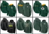 Green Bay''packers''men 검은 색상 블록 양털 공연 성능 풀오버 풀-zip 까마귀