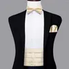 Belts Hi-Tie Luxury Designer Solid Green Cummerbund Bow Tie Set Formal Tuxedo Corset Elastic Belt For Men Wedding Cummerbunds