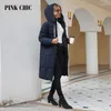 Женские тренчи PINK CHIC 2024, зимнее пальто, женские пуховики, модные классические теплые длинные повседневные парки с капюшоном на шнуровке, женская W8236