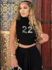 Canotte da donna carino lettera ricamo dolcevita senza maniche top donna primavera moda maglia casual sottile selvaggio basic signora alta streetwear