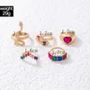 Cluster Rings Colorful Crystal Snake Shape Ring Set For Women Fashion Butterfly Heart Gold Color Geometric Female Wedding Finger Jewelry