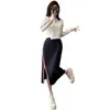 Work Dresses Autumn Winter Skirts Complete Set Fashionable Temperament Casual Knitted Sweater Half Length Skirt Two Piece Female