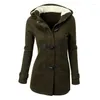 Trench da donna Donna Cerniera Inverno Primavera Grandi grandi pullover da donna Tasche tascabili Berretto con bottoni in lana Felpe con cappuccio Cappotto casual