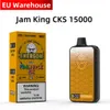 Jam King vape puff bar 15000 trekjes 12 smaken 24ml Pod Smart Screen Display 2% 3% 5% Nic Mesh Coil 1.1 Ohm Big Vapor 650mAh Batterij Oplaadbare E-sigaret