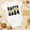 Haller Merhaba 2024 Bebek Bodysuit Bebek Romper Yıl Hediyesi Toddler Kısa Kollu Tulum Erkek Kızlar Kıyafetleri Bron Duş Mevcut