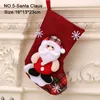 Christmas Decorations Stockings Socks With Snowman Santa Elk Bear Printing Xmas Candy Gift Bag Fireplace Tree Decoration Year 1 Pcs