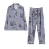 Mäns sömnkläder Män avslappnad fit loungewear Plaid Print Pyjama Set med långärmad skjorta Elastiska midja byxor avslappnad för våren