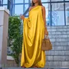 Sıradan Elbiseler Vonda Zarif Kadın Maxi Elbise 2024 Yaz Seksi Kolsuz Saten Robe Bohemian Bir Omuz Gevşek Parti Plaj Sundress Femme