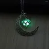 Hanger Kettingen 2024 Maan Gloeiende Ketting Gem Charm Sieraden Verzilverd Halloween Geschenken