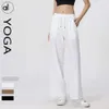 Al08 Yoga Wear Pantalon de jogging pour femme prêt à tirer la corde extensible ample jambe large taille haute respirant course jambe droite Pa haute