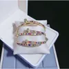 2021 18K Guldpläterad färgglada Pave Multicolor Cubic Zirconia Cuff Nail Fashion Armband Bangle For Lady Jewelry