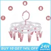 Hangers Plastic Clothes Dryer Rack With 16 Clips Hanger Durable Folding Windproof