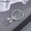 Cluster Rings Foxanry Silver Color for Women Trendy Elegant Charming Hollow Smooth Bells Pendant Party Jewelry Lover Presents