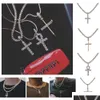 Hip Hop glacé Ankh croix pendentif collier 4Mm chaîne De Tennis Micro pavé Cz pierres chaînes en or pour hommes Ilkux Drop De Dhyif