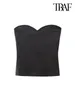 Women's Tanks TRAF Women Fashion With Sweetheart Neck Cropped Bustier Tops Sexy Backless Side Zipper Female Camis Mujer