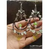 Dangle Lustre Brincos Magia Azeitona Verde Cogumelo Pé Na Lua Prehnite Cottagecore Jóias Witchy Boho Drop Delivery Otg3L