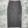 Jeans pour femmes SIRI American Casual Hommes et femmes Pantalons Y2K Motif Impression Lavé Poche Droite Taille Haute Mopping Pantalon à jambe large