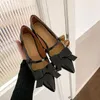 Dress Shoes Pointed Thick Heels Retro High Butterfly Single Black Temperament French Sweet Mary Jane Women's Spring