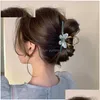 Headwear & Hair Accessories Headwear Hair Accessories 2022 New Korean Elegant Flowers Large Metal Claw Ponytail Women Butterfly Shark Dhwua