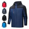 Herrenjacken Winter Männer Windschutz Stehkragen Atmungsaktive Kapuzenoberbekleidung Wasserdichter winddichter Outdoor-Mantel Dicke männliche Jacke für Reisen