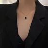 Pendentif colliers bijoux pour femmes noir carré coquille collier acier métal saint valentin cadeau Collares Para Mujer