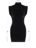 Casual Dresses 2024 Spring Solid Black Flying Sleeve Tunics Package Hip Short Dress Womens Sexy High Waist Bodycon Velvet Party Evening