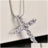 Pendant Necklaces Cross Necklaces Fashion Simple Diamond Pendant Necklace Versatile Clavicle Drop Delivery Jewelry Necklaces Pendants Dhroq