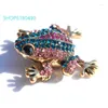 Brooches Fashion Jewelry Mix Color Rhinestone Frog Cute Brooch For Women Anti Gold Pin Girl Causual Garments Accessory Gifts