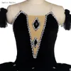 Stage Wear Bll538 Black Velvet Bodice med styv tyll tutu förprofessionell balettflickor för prestanda eller tävling