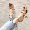 Womens High Heel Sandals Rhinestone smalt band Sexiga festskor Square Toe High Heels Stiletto Prom Heeled Footwear Female 240129