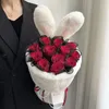 Decoratieve bloemen konijnenoren pluche roos boeket simulatie zeep bloem Valentijnsdag cadeau verjaardag voor meisjes en jongens handgemaakt