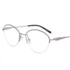 Óculos de sol quadros de titânio quadro feminino vintage meia aro óculos mulher óptica miopia prescrição claro óculos gafas
