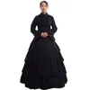 Retro Women Gothic Medieval Flounces Reenactment Costume Dress Vintage Victorian Carnival Party Black Ball Gown Dress312G