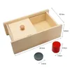 Montessori Sensory Toys Imbucare Box z monety drewniane pionowe tarczowe tarcz