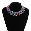 Hot Punk Design Dazzling Chunky Resin Cuban Chain Statement Necklace Colorful Acrylic Cuban Chain Choker Necklace