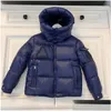 Down Coat Child Boys Fashion Winter Windproof z kapturem płaszcze luksusowe projektant granatowy kud chłopiec puff kurtki dziecięce ubrania d ot8vh