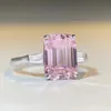 Pubang Fine Jewelry Diamond Ring Solid 925 Sterling Silver Pink/Green Gem skapad för Womenn Party Gift Drop 240124