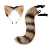 Suministros para fiestas Lobo Orejas de zorro Cola Cinturón ajustable Diadema de animales peludos Accesorios de cosplay Carnaval Disfraces Accesorios para disfraces de Halloween