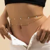 Autres ensembles de bijoux MinaMaMa 2022 Nouveau bikini en acier inoxydable bijoux chaîne de taille en cristal chaîne de ventre pour femmes filles minimaliste sexy accessoires de corps YQ240204