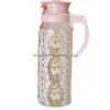 Flacons de hanche Bow Floral élégant pichet d'eau pichet de jus d'été ménage verre rose décalque résistant à la chaleur grande capacité thé frais Kett Ott7R