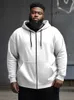 Zooy L9XL Mens Plus Size Personlighet Multicolor Solid Color Casual Blocked Zipup Hoodie Jacket 240201